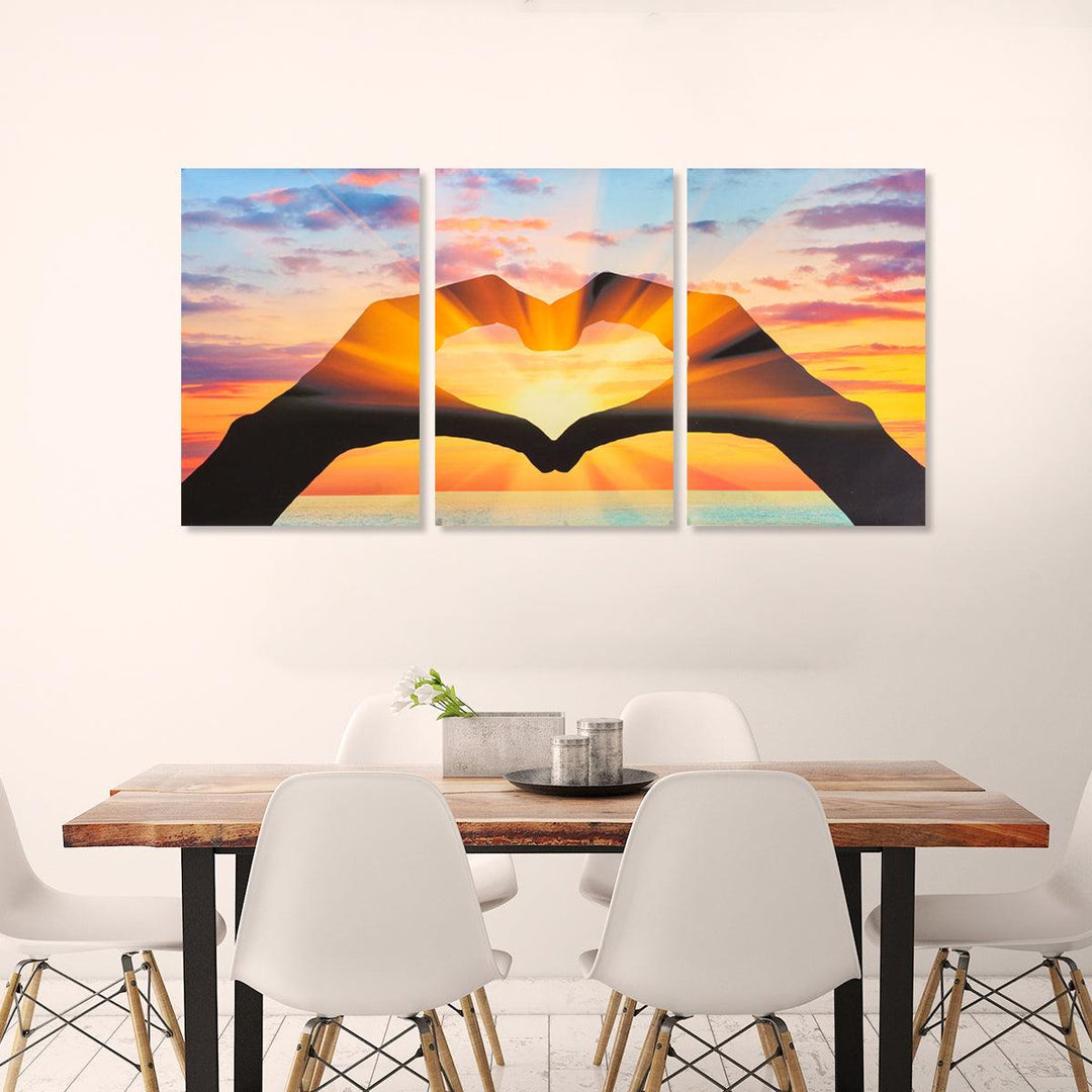 3pcs Unframed Heart Gesture Canvas Painting Home Wall Art Living Room Bedroom Decor Hanging Pictures