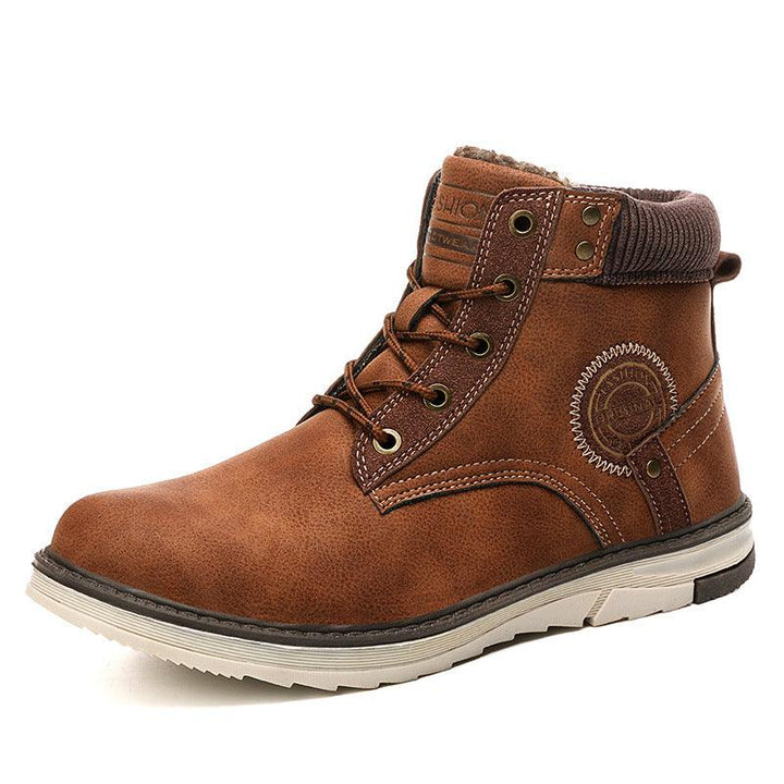 Martin Boots Men's New High-top Men's Shoes Plus Cashmere Men's Leather Boots