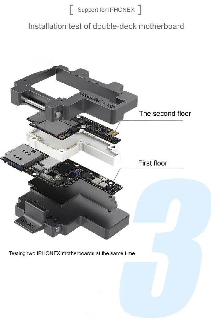 QIANLI iSocket Motherboard Test Fixture IPHONEX Double-deck Motherboard Function Tester Repair Tool for iPhone x xs xs max