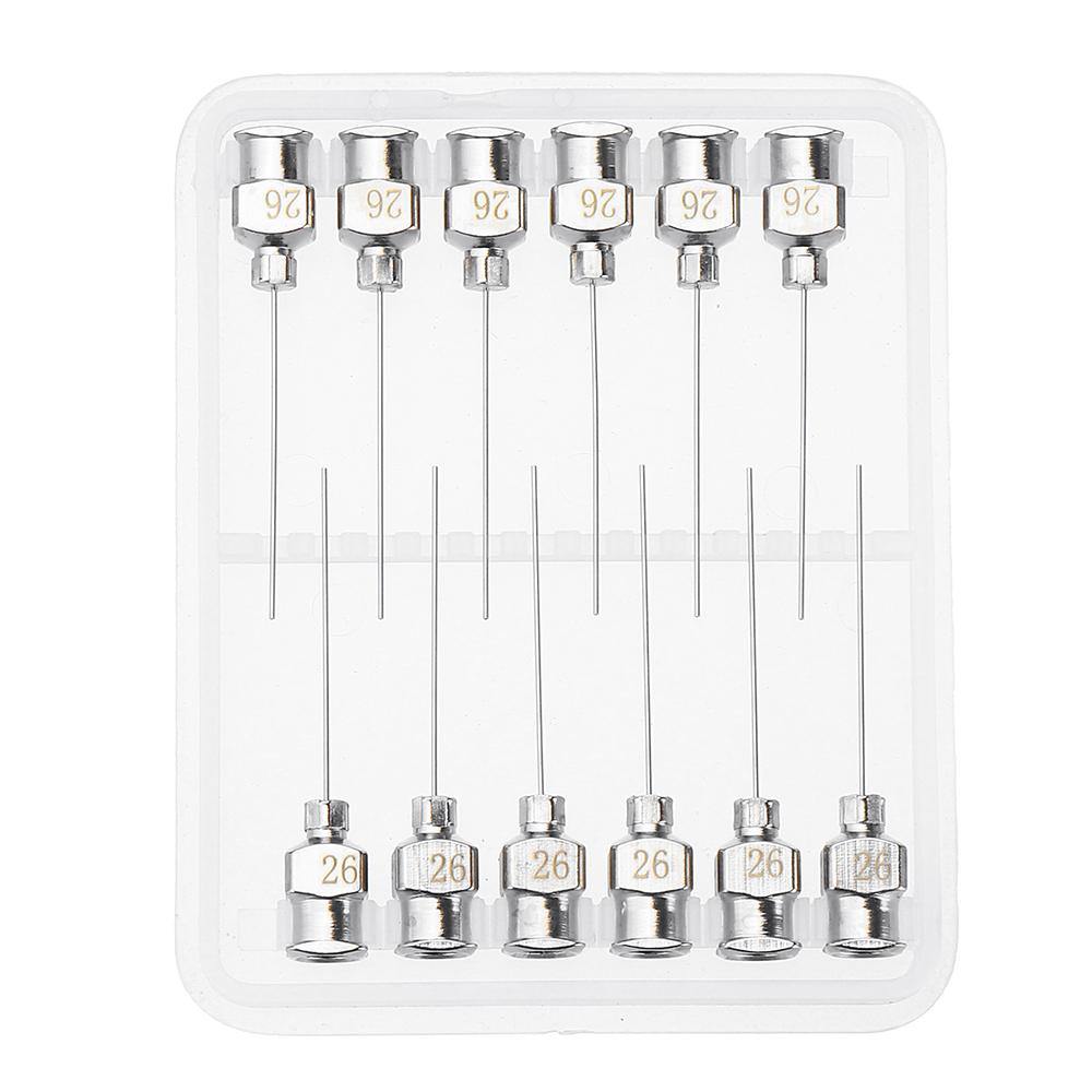 12Pcs/Set 1'' Stainless Steel Blunt Tip Dispensing Needle Luer Lock for Syringe Refilling and Measuring Liquid Industrial Glue Applicator