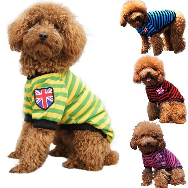 Pet Dog Cat Striped Clothing Coats T shirt Pet Apparel Vest  Winter Spring Pet Customes 3 Colors