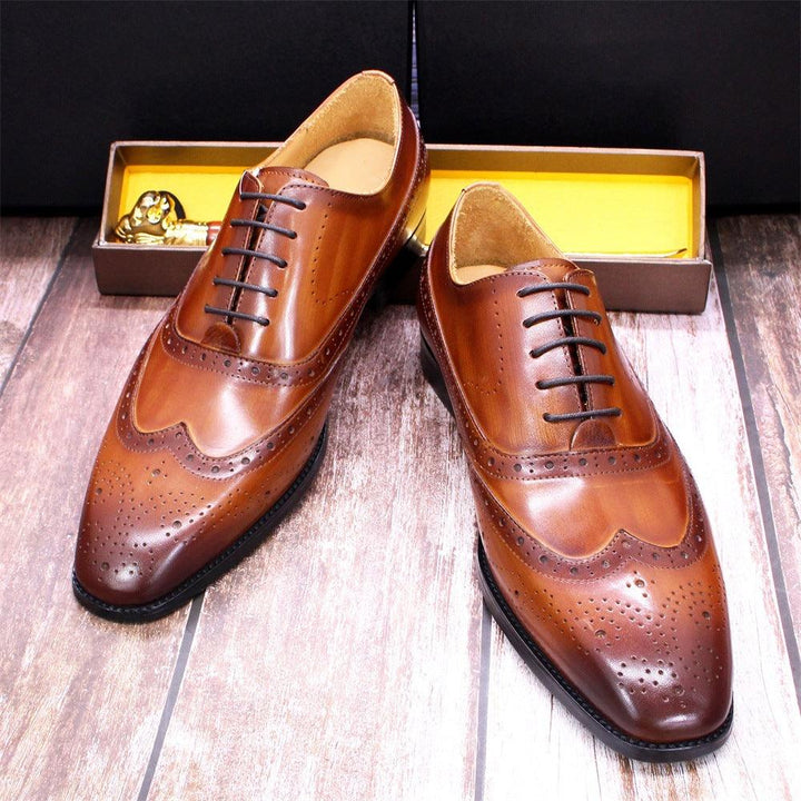 Men's Classic Japanese Leather Shoes Brogue Carved Hollow