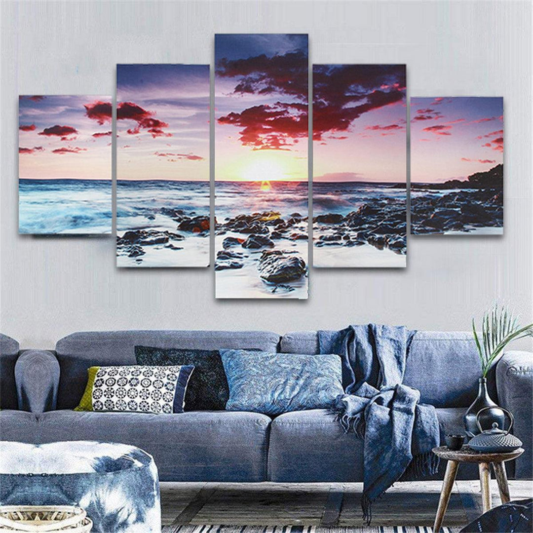 5 Piece Wall Art Canvas Sunset Sea Wall Art Picture Canvas Painting Home Decor Wall Pictures for Living Room No Framed