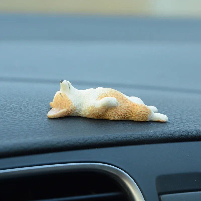 Cute Corgi Dashboard Ornament - Mini Resin Puppy Car Decor