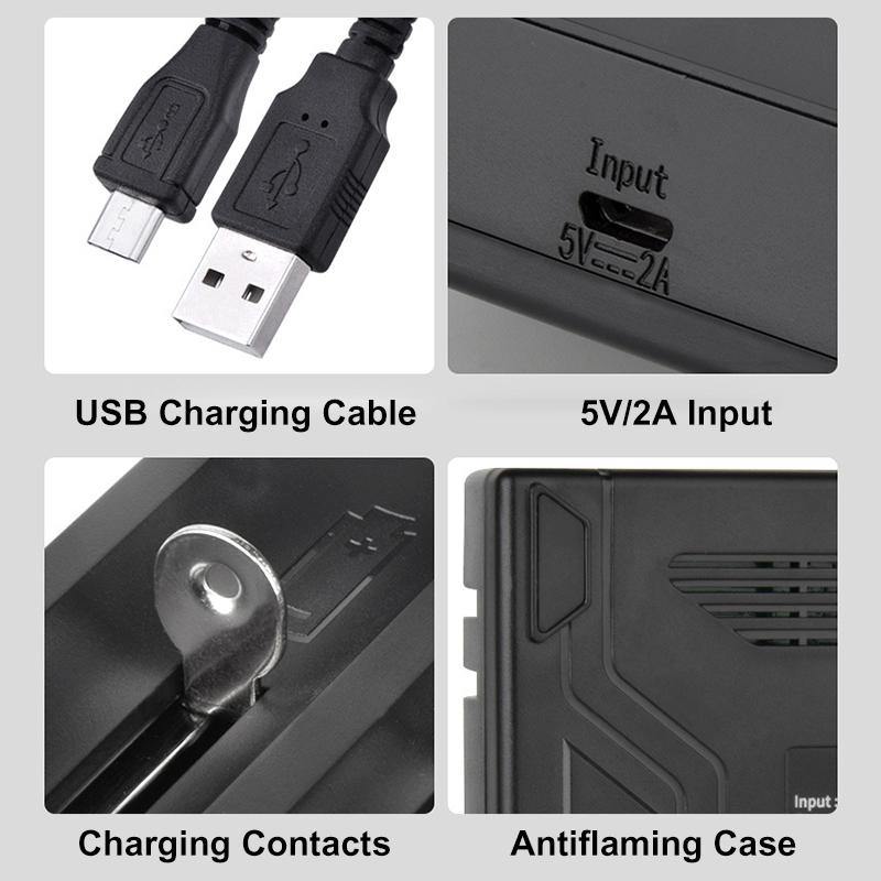 Portable USB Rechargeable Battery Charger Fast Charging For AA 18350 18500 18650