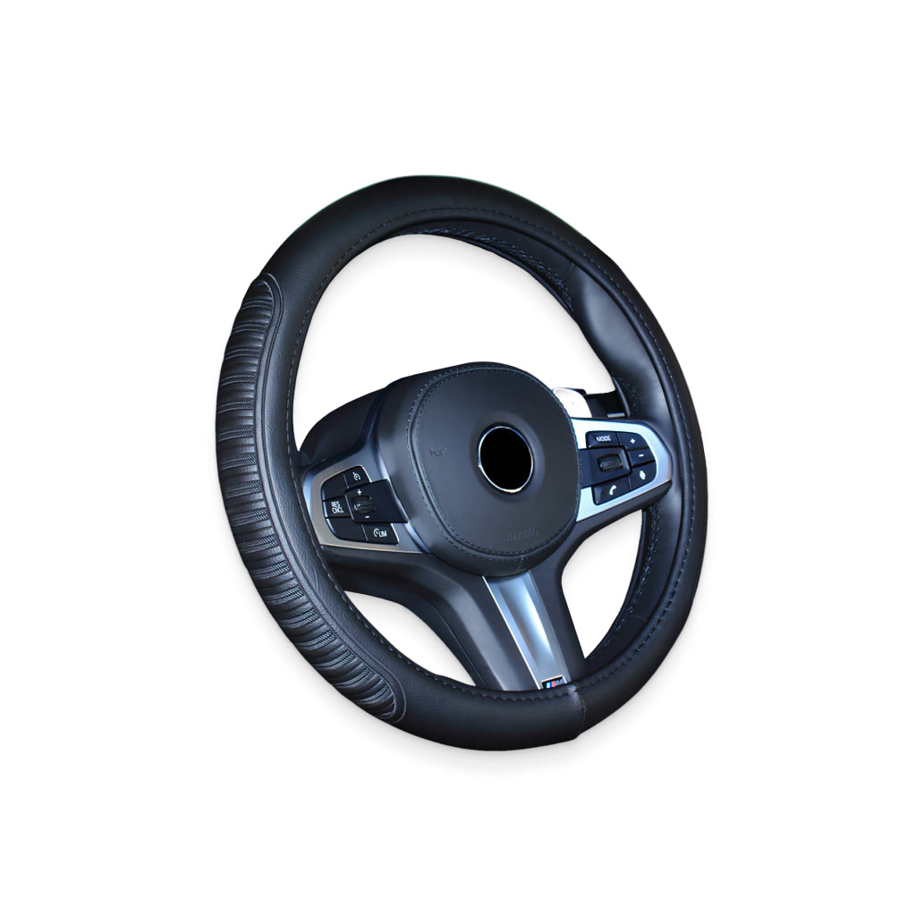 Black Stitched Steering Wheel Cover