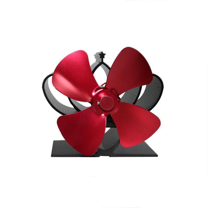 4-Blade Heat Powered Stove Fan Silent Quiet Anodizing Aluminum Fan