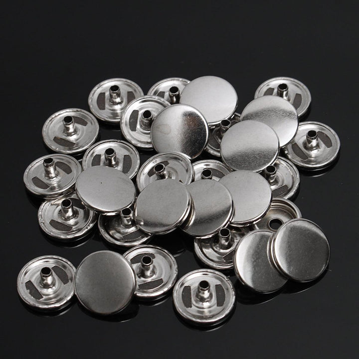 120Pcs 15mm Heavy Duty Silver Snap Fastener Press Studs Button With Tool