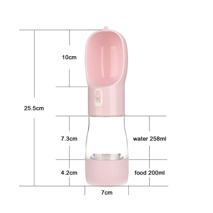 Portable Pet Water Bottle with Integrated Food Bowl