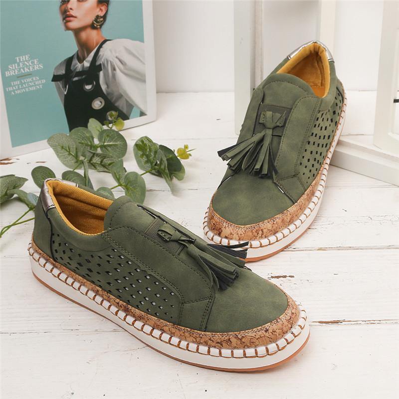 Large Size Women Casual Hollow Out Fringe Loafers