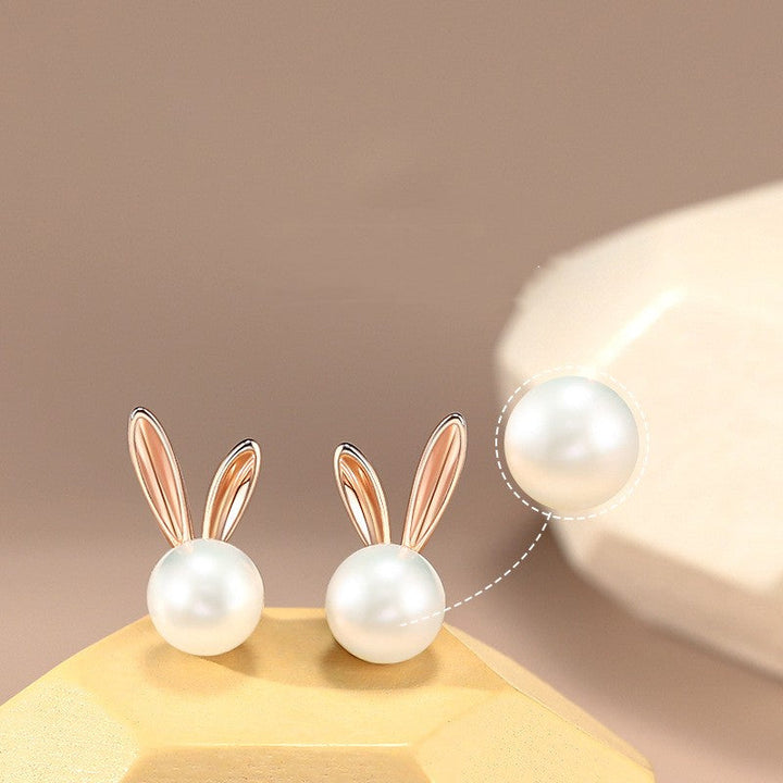 Ferris Wheel S925 Silver Rabbit Pearl Stud Earrings