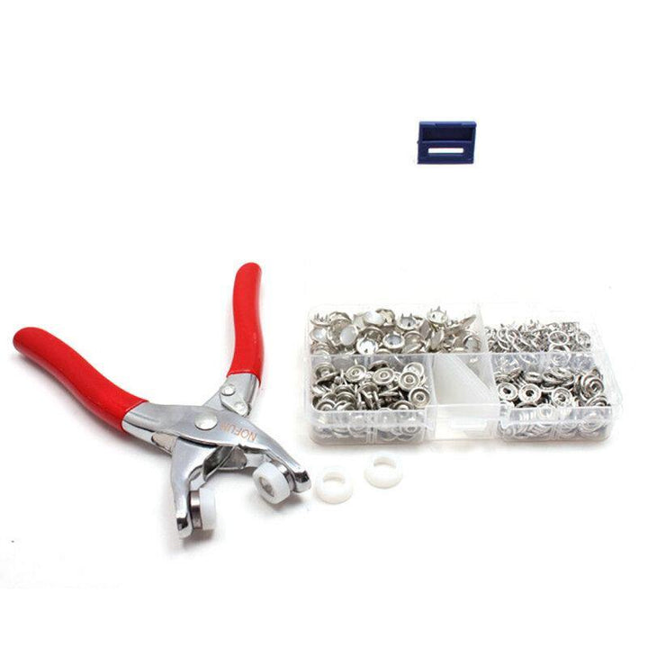 405PCS Snap Fasteners Kit Snap Press Stud Cap Buttons Rings w/Fastener Pliers