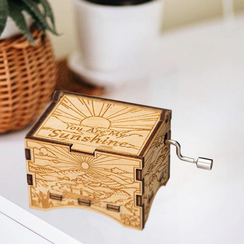 ‚ô´ YOU ARE MY SUNSHINE ‚ô´  Hand Cranked Operated Wood Music Wooden Box Kids Gift