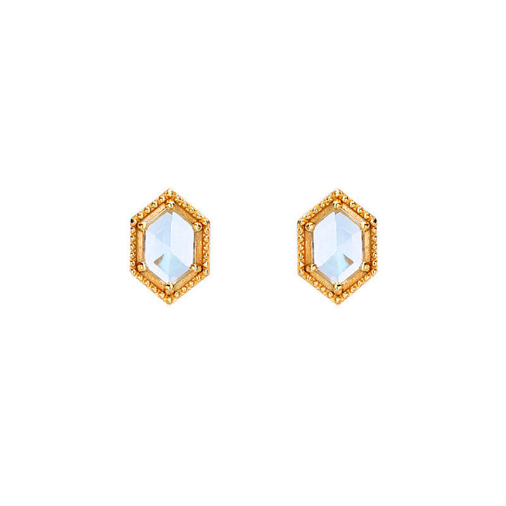 Small And Simple Retro Sky Blue Topaz Stud Earrings For Women