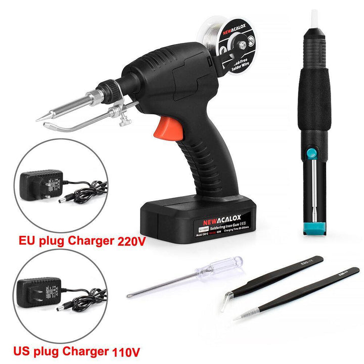 NEWACALOX 80W Rechargeable Cordless Soldering Iron Handheld Automatically Send Tin Welding Tool Kit Solder Iron EU/US Plug - MRSLM