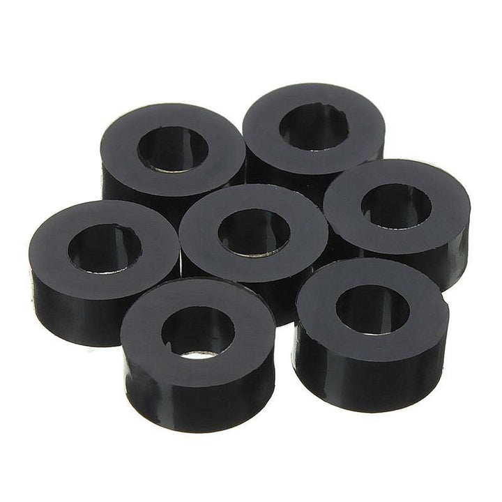 Suleve 200Pcs Flat Nylon Washer Black Round Spacer Washer Standoff Fastener Hardware 7*4*L