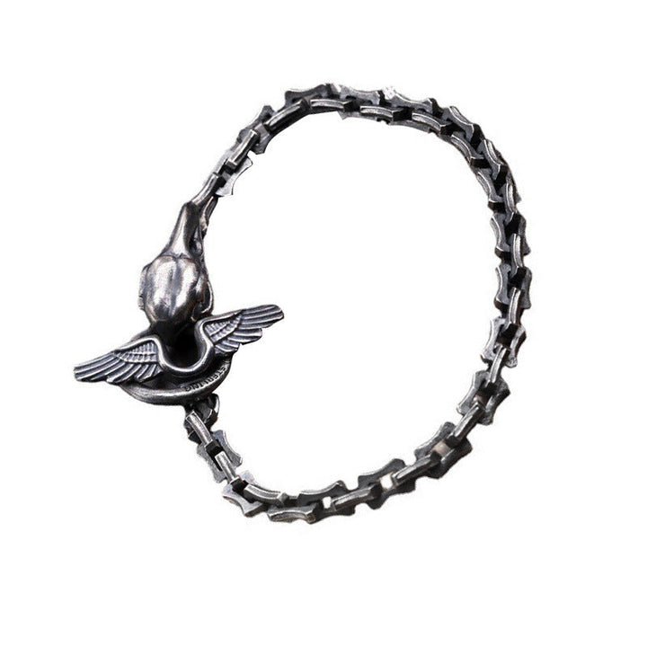 Silver Trend Vintage Raven Head Keel Bracelet