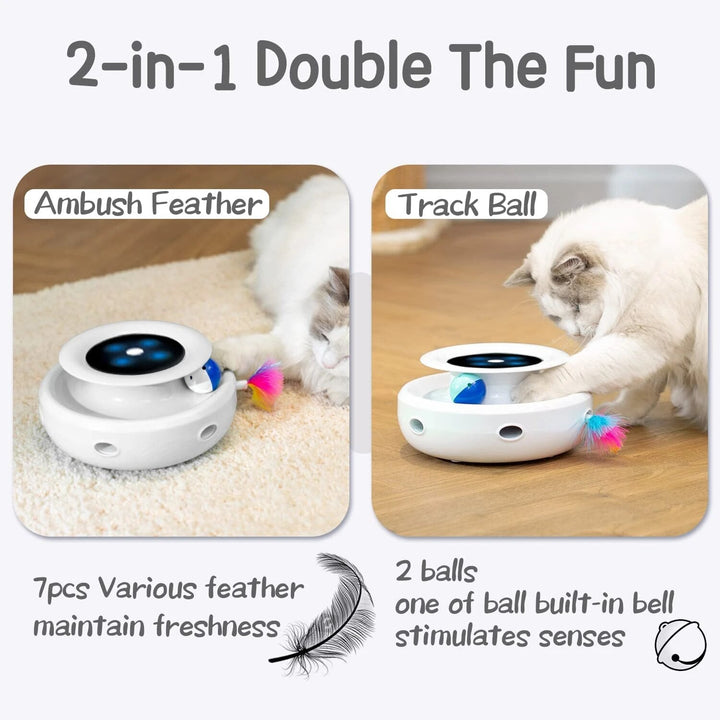 Interactive Cat Toy with Dual Play Modes, Auto On/Off Timer & Replaceable Feather Attachments