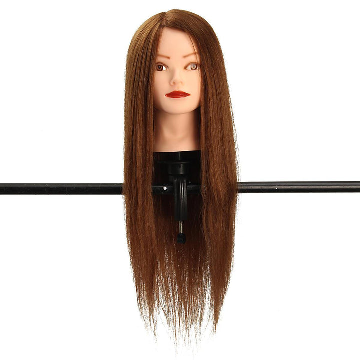 24'' 100% Human Hair Practice Mannequin Head Hairdressing Train Model+Clamp