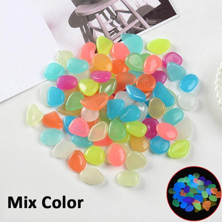 100pcs Luminous Garden Pebbles Gardening Luminous Glow Stones Outdoor Decoration - MRSLM