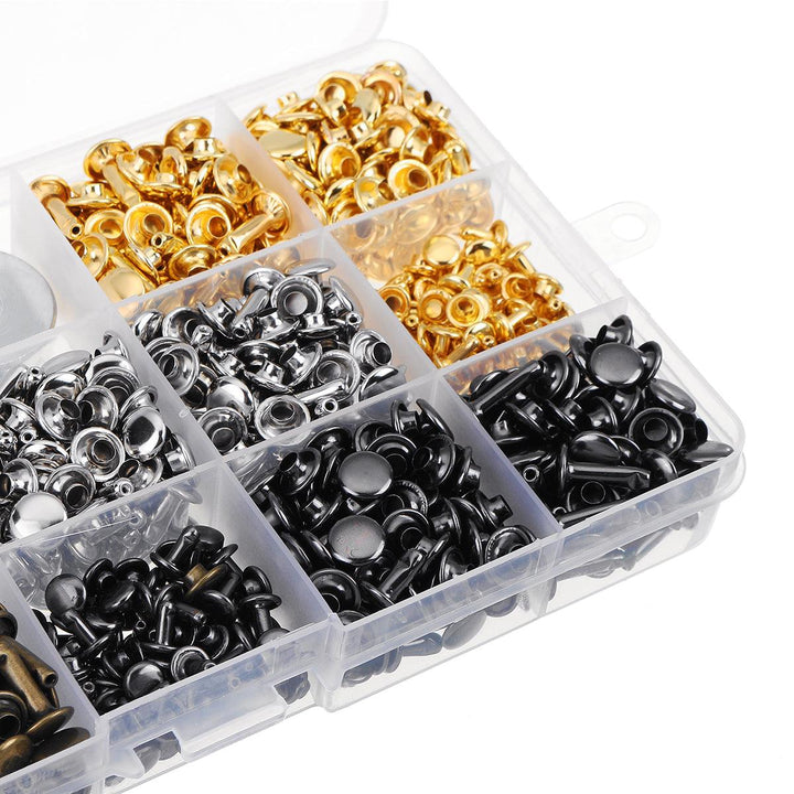 480Pcs Double Cap Rivet Tool Kit Metal Studs Hat Bag Leather Clothes Craft