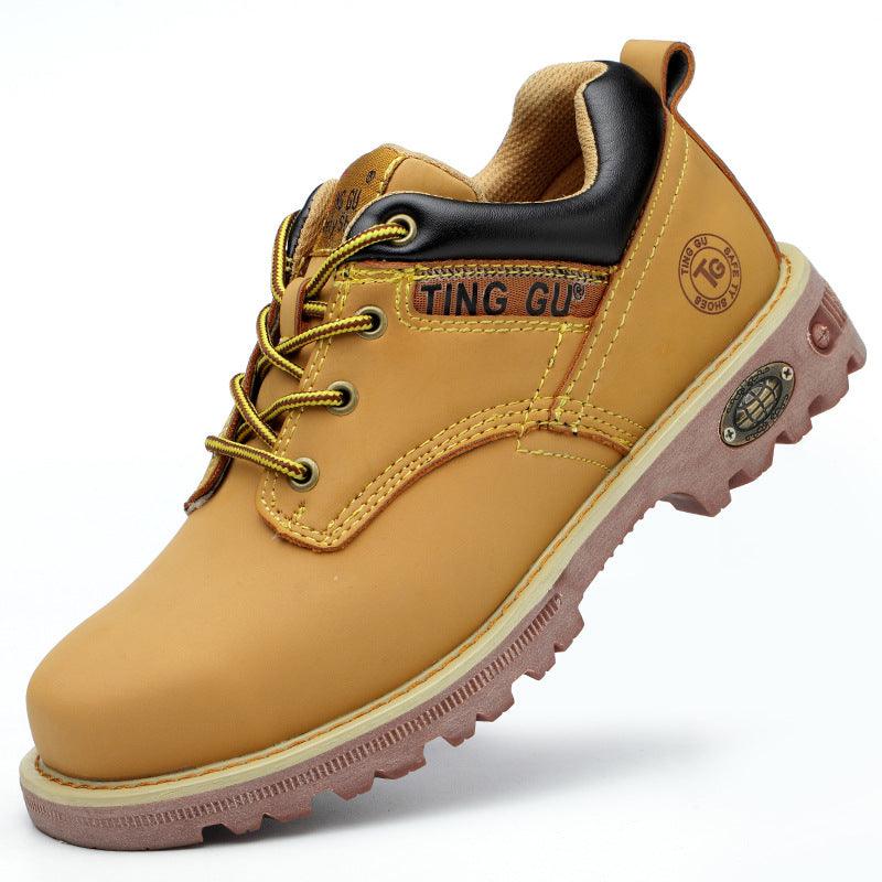 High-cut Work Boots Yellow Tendon Bottom Anti-smashing High-tube Half-boots Safety Training Boots