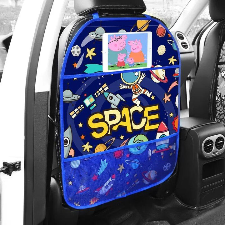 Cartoon Car Seat Back Protector with Storage Organizer