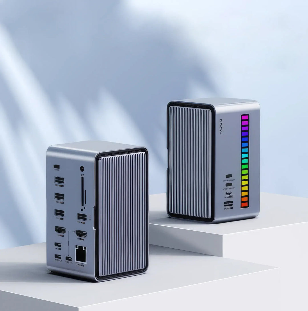 RGB USB C Docking Station: Multi-Display Hub & SSD Enclosure