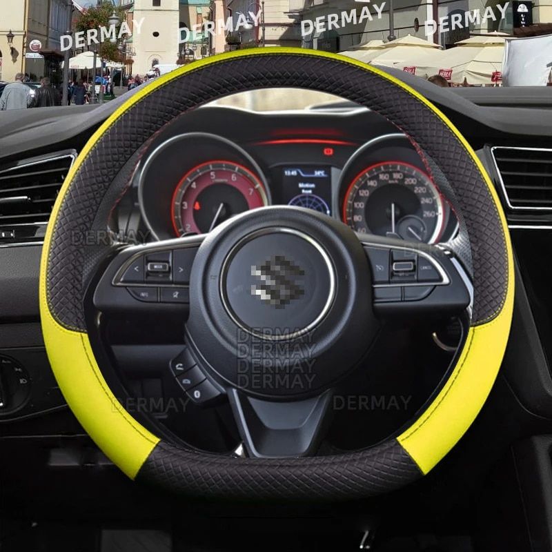 Microfiber Leather & Carbon Fiber Steering Wheel Cover for Suzuki Swift 2017-2021