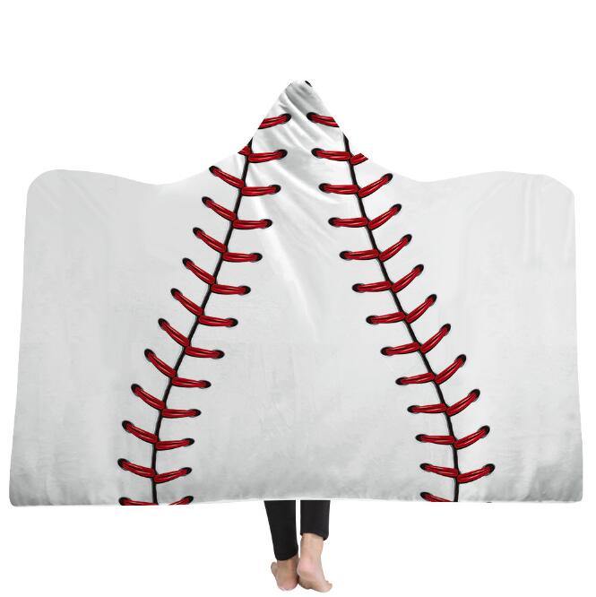 3D Sport Hooded Blankets Printed Warm Winter Wearable Soft Plush Mats Thick Nap (130x150cm)