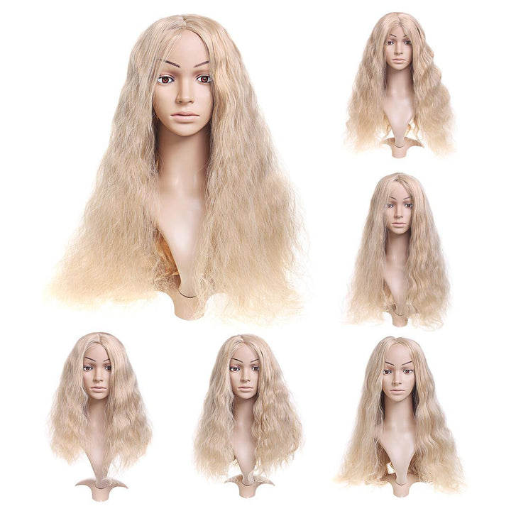 14-26'' Long Blonde Wavy Wig Synthetic Lace Front Wig Heat Resistant Fiber Hair