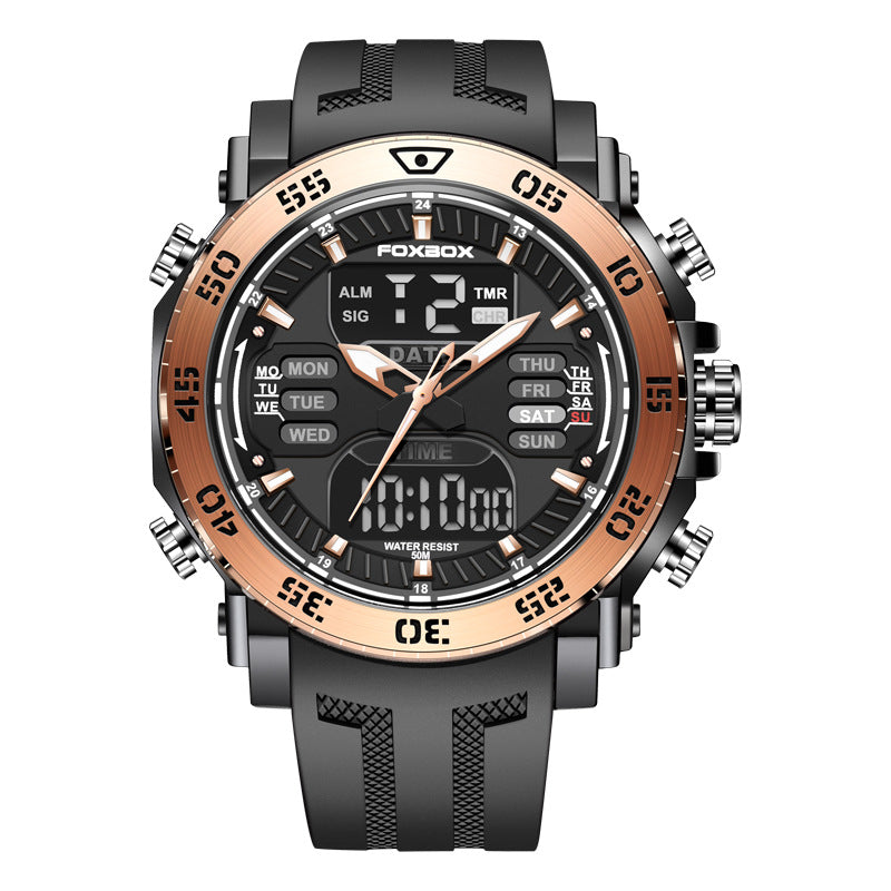 Quartz Electronic Dual Display Watch Luminous Multifunction