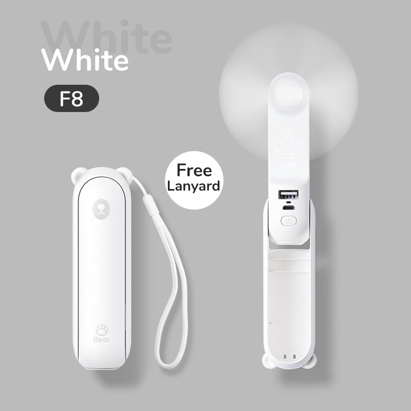 3-in-1 Mini Handheld Fan with Power Bank & LED Flashlight - Ultra-Portable Rechargeable Cooling Device