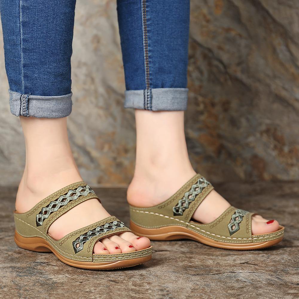 LOSTISY Handmade Stitching Hollow Casual Comfy Sandals