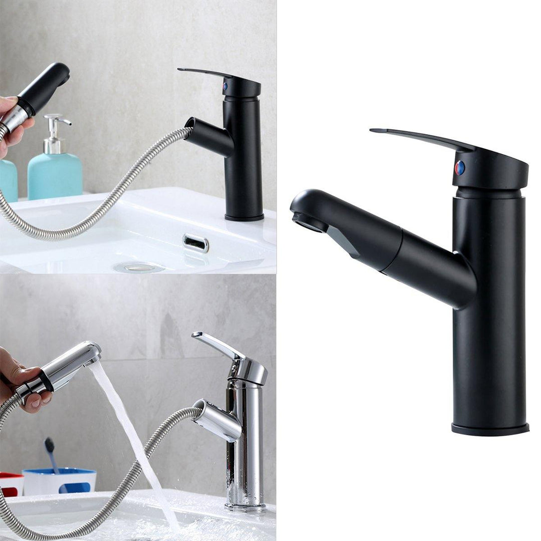 360° Bathroom Basin Mixer Tap Pull Out Rotate Spout Spray Basin Brass Faucet G1/2