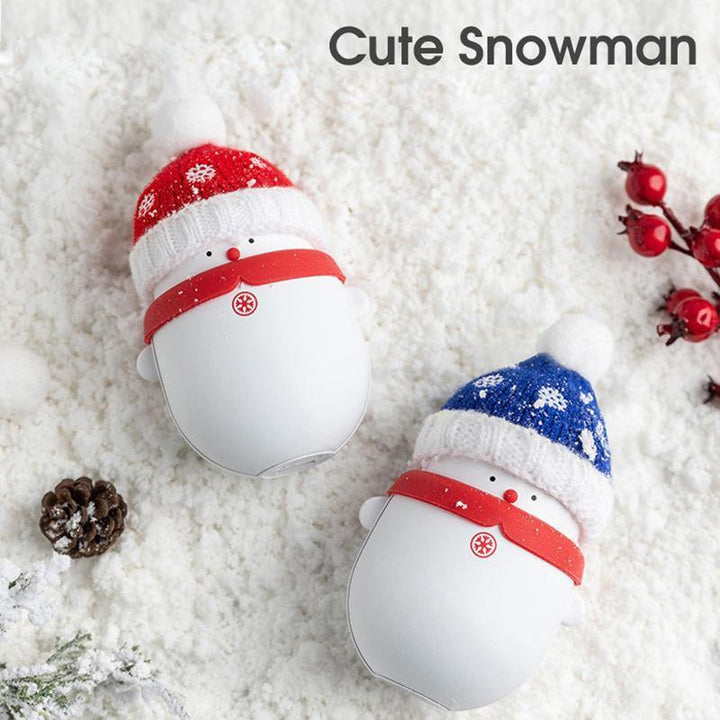 Christmas Snowman Portable Mini 2 in 1 Hand Warmer Power Bank 2 Gear 6000/10000mAh Long Battery Life USB Charging Double-sided Heating Electric Warming Treasure