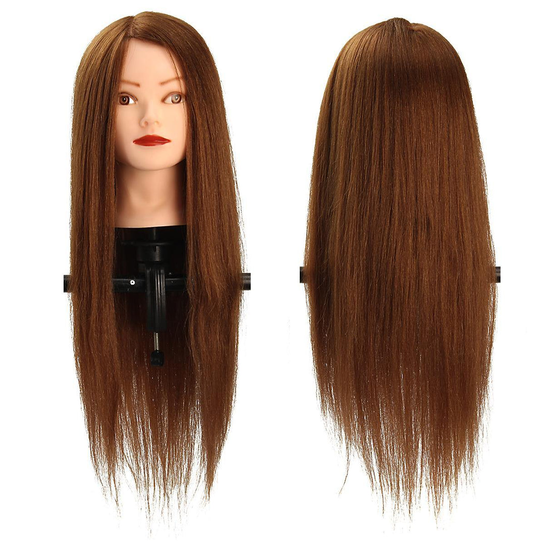 24'' 100% Human Hair Practice Mannequin Head Hairdressing Train Model+Clamp