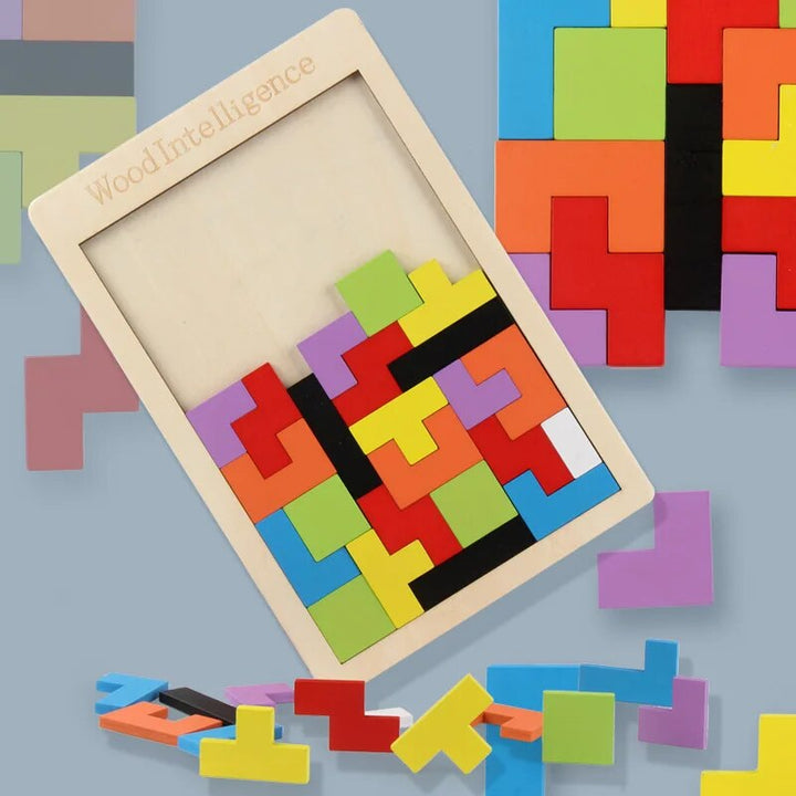 Colorful Wooden Tangram Puzzle: Educational Fun for Restless Children