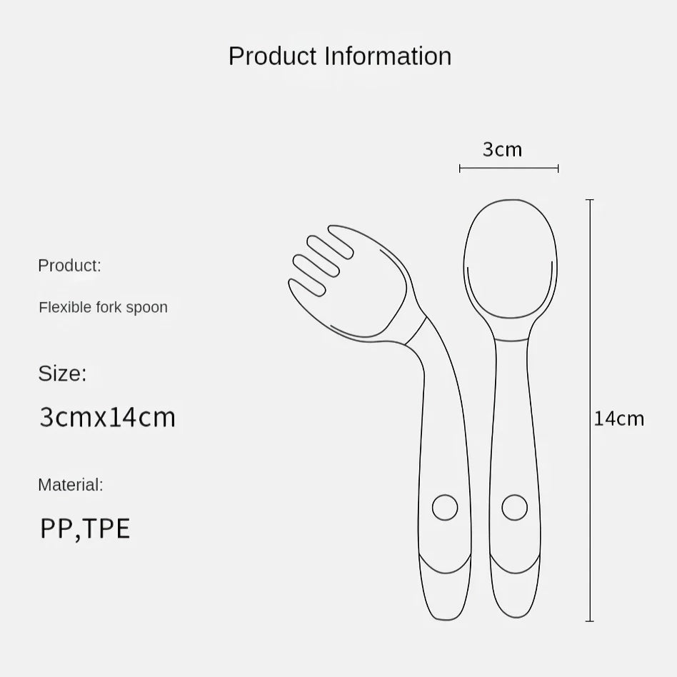 Soft Silicone Baby Spoon and Fork Set