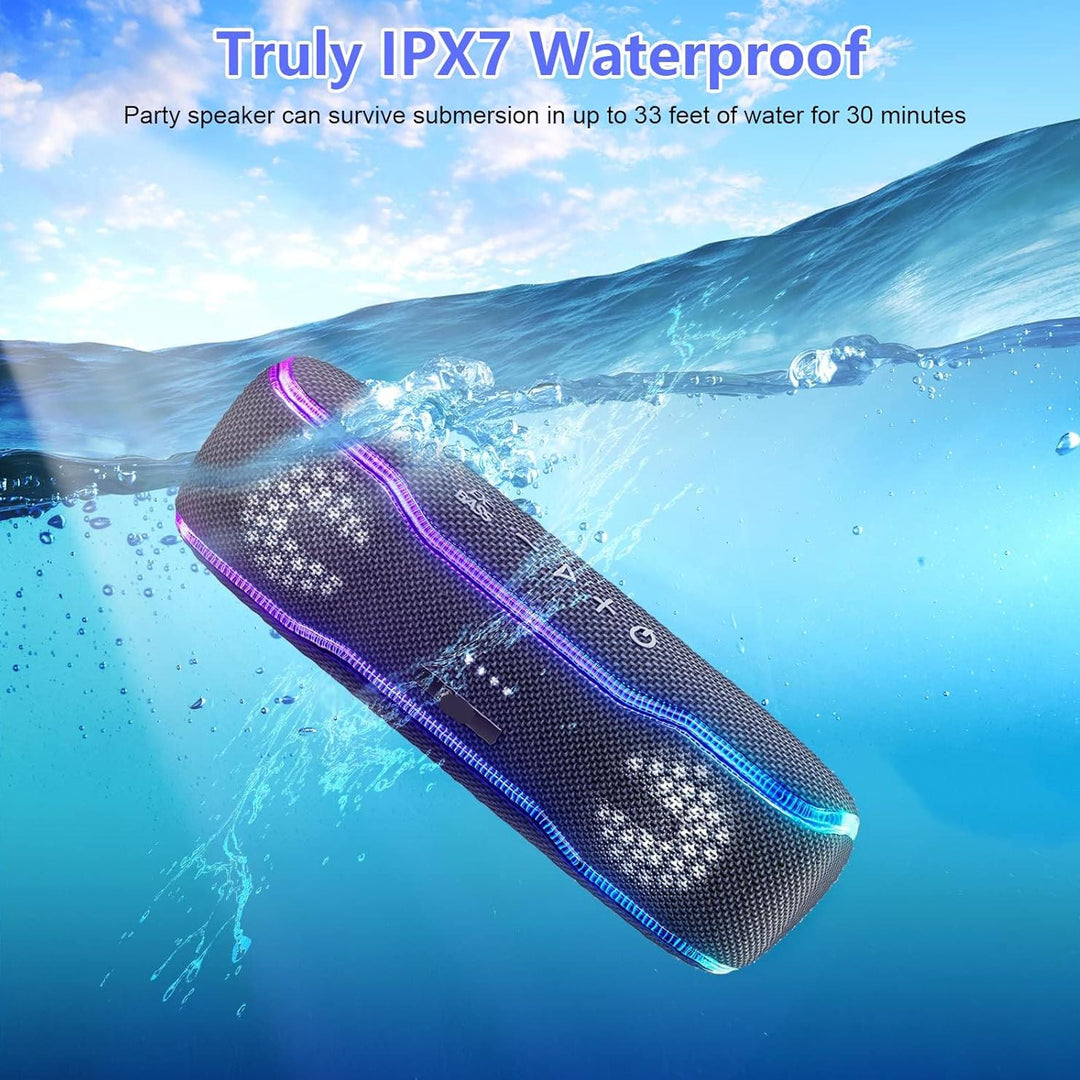 25W Waterproof Outdoor Bluetooth Speaker with RGB Light & Stereo Surround Sound