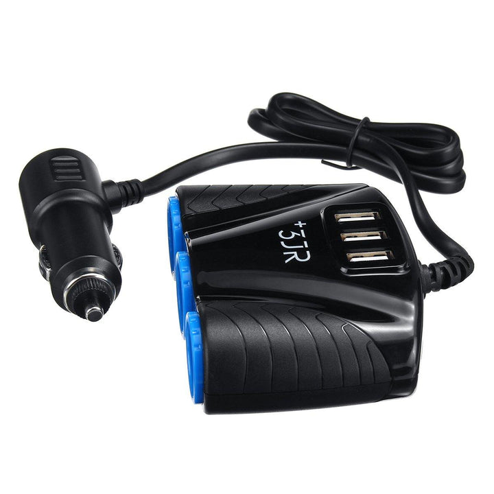 3 in 1 Triple Socket Vehicle Charger Car Lighter Adapter Power Plug USB Port