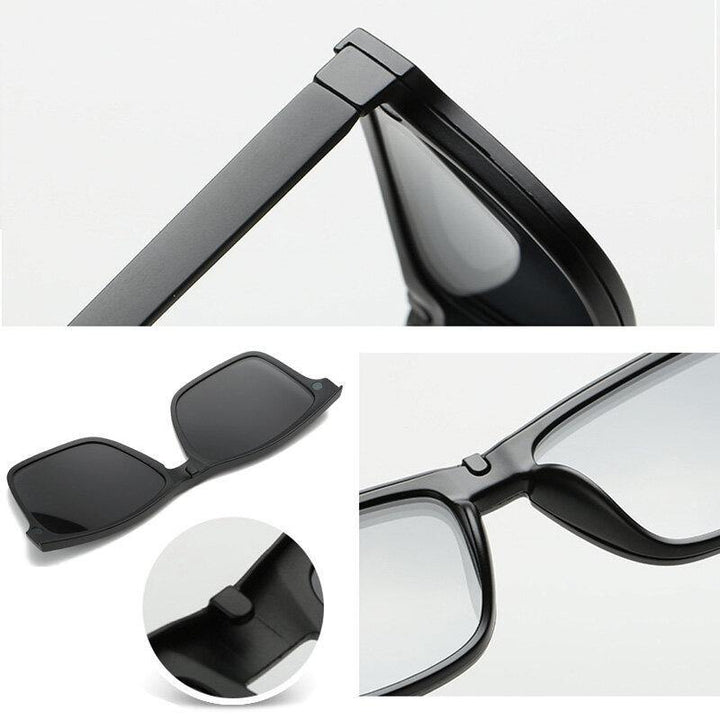 5 in 1 TR-90 Polarized Magnetic Glasses Clip On Magnetic Lens Sunglasses UV-proof Night Vision with Leather Bag