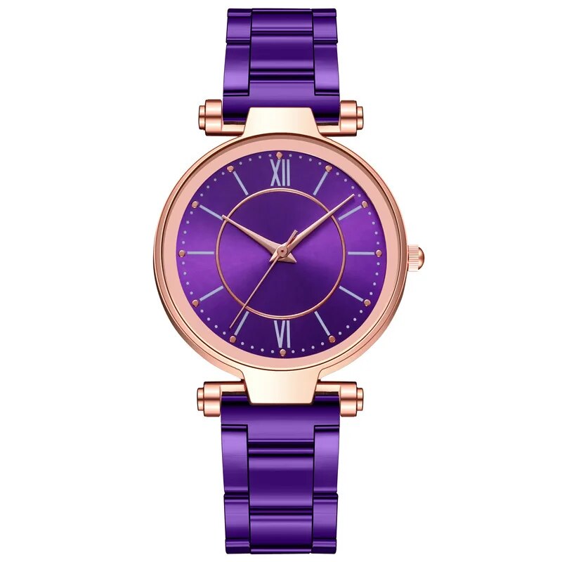 Exquisite Rose Gold Stainless Steel Women's Quartz Watch