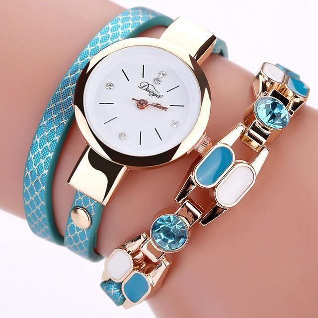 DUOYA DY106 Fashionable Women Bracelet Watch Vintage Leather Strap Quartz Watch