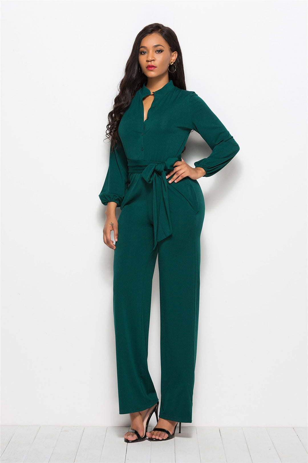 Women's Fashionable Solid Color Wide Leg Jumpsuit