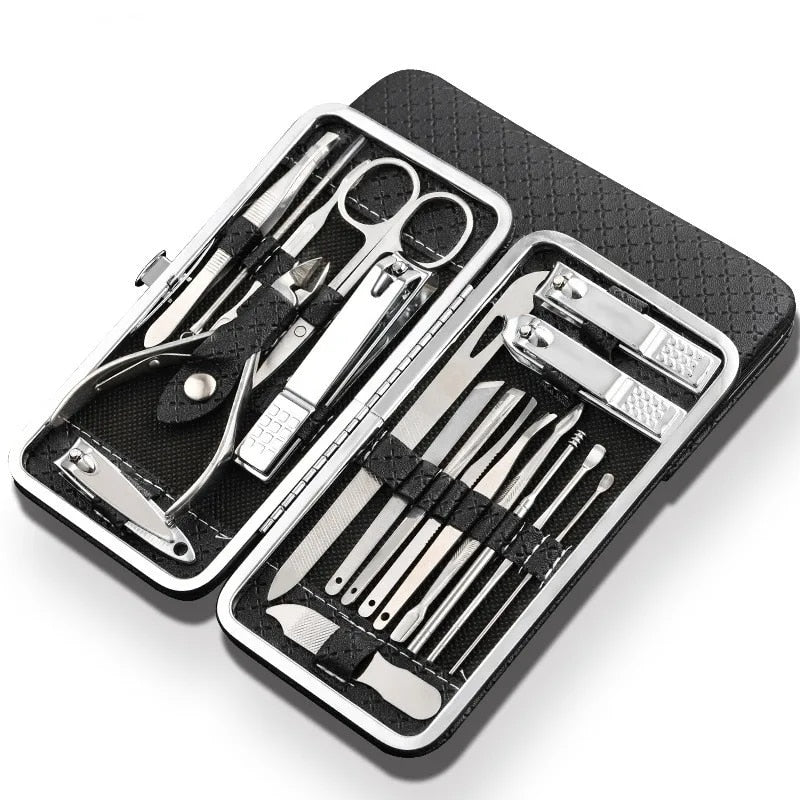 19-in-1 Stainless Steel Manicure Set: Professional Nail Care Kit