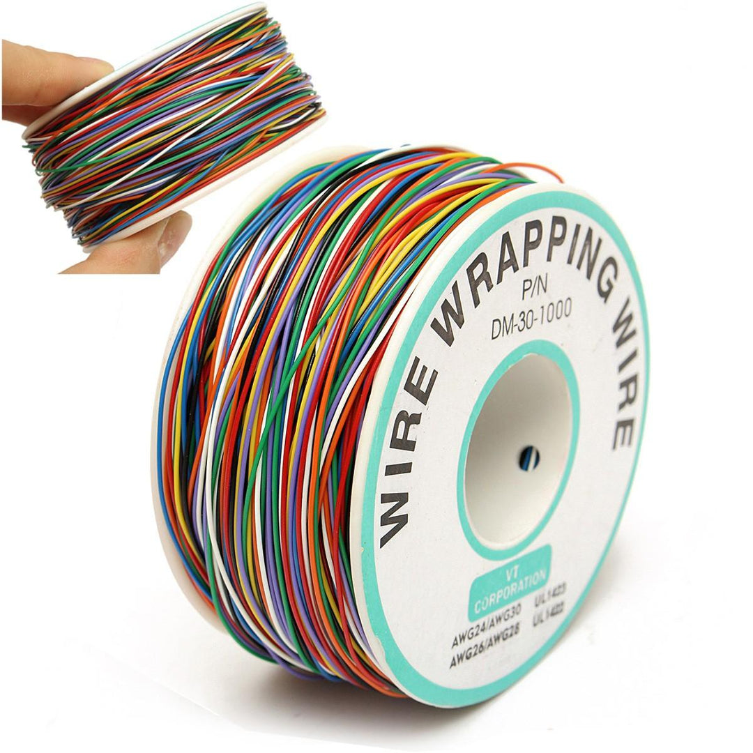 DANIU 250M 8-Wire Colored Insulated P/N B-30-1000 30AWG Wire Wrapping Cable Wrap Reel