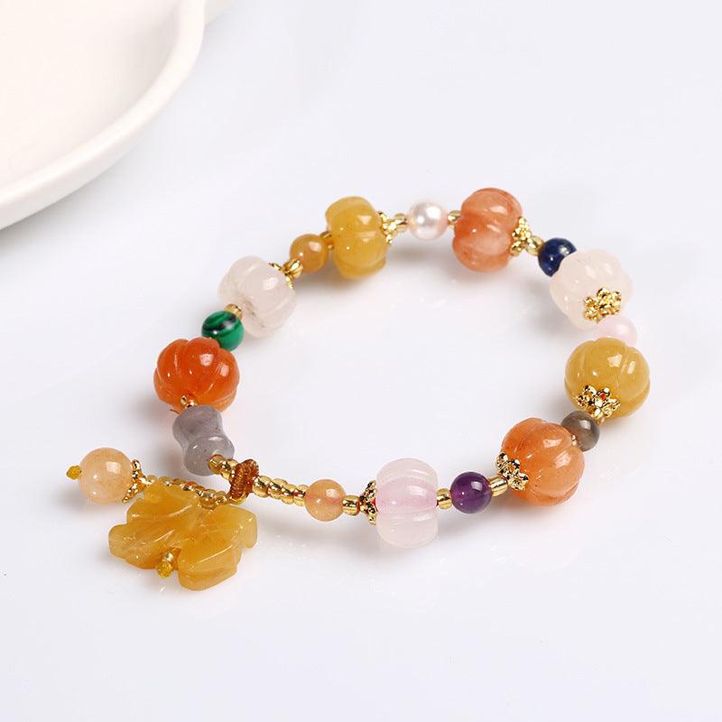 Fashion Golden Silk Jade Lotus Beads Jade Beaded Bracelet