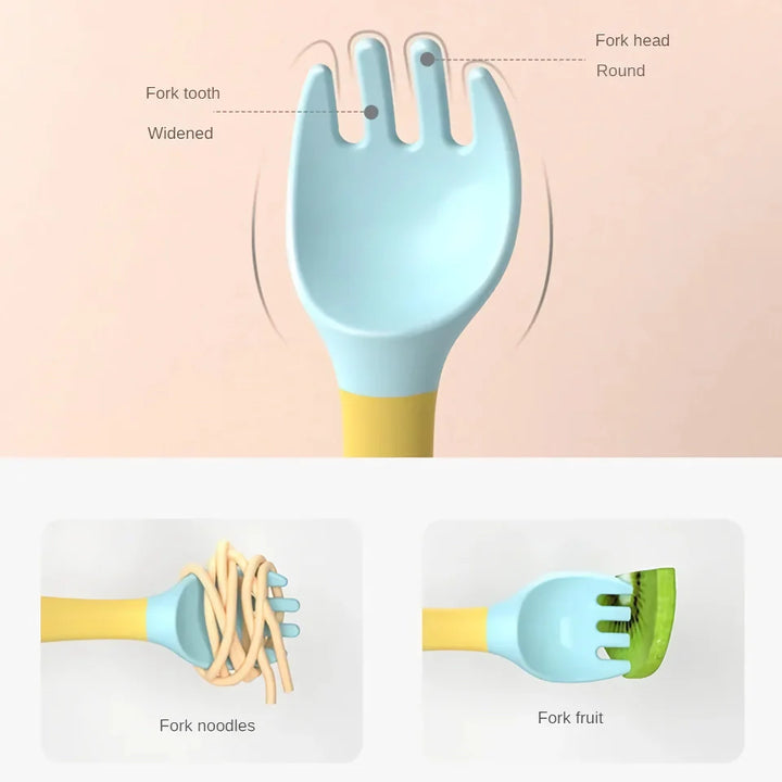 Soft Silicone Baby Spoon and Fork Set