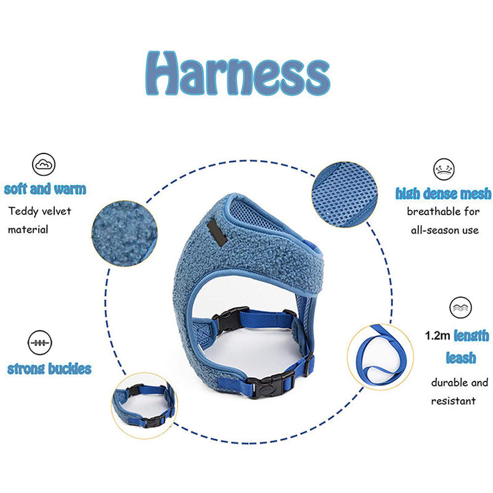 Breathable Fleece Dog Harness Leash Set